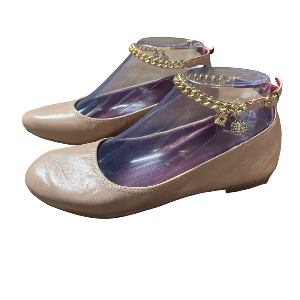 Kate Spade Crush Leather Ballet Flats with Ankle Chain Milk Tea NEW Size 5.5 - Picture 8 of 11
